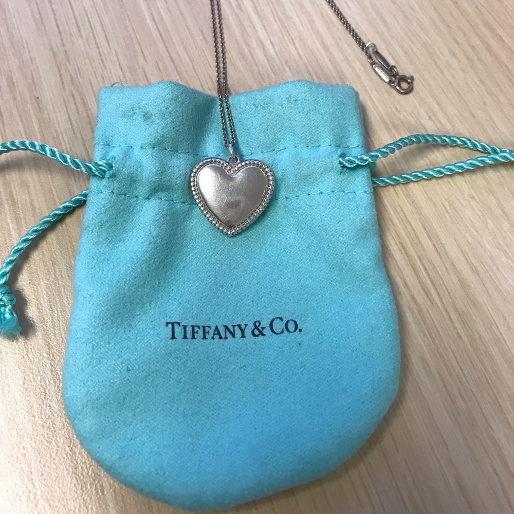 Tiffany & Co Silver Beaded Heart Necklace